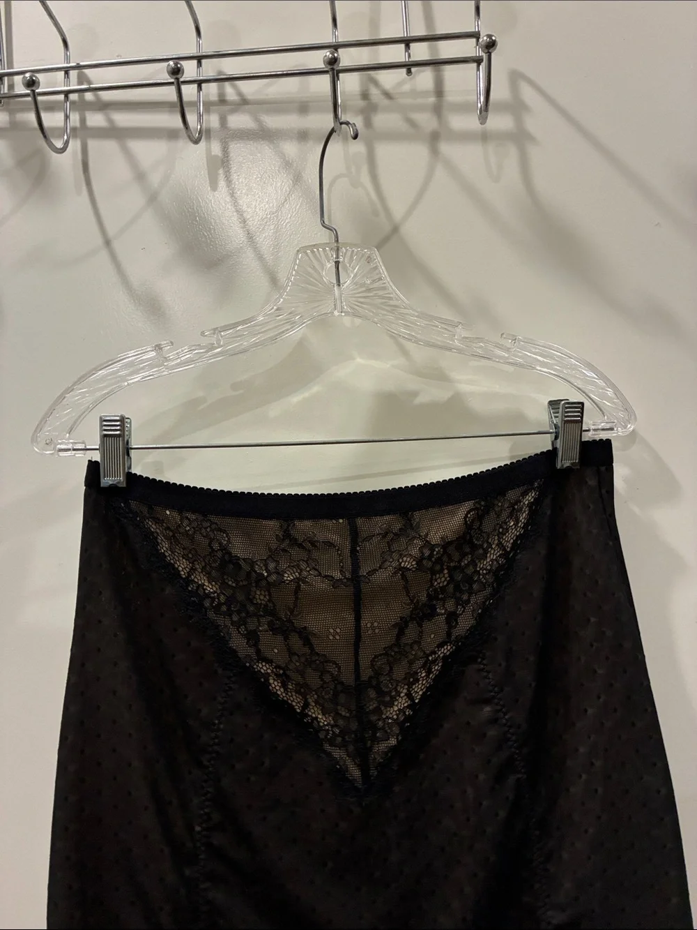 Adore Me Black Lace-Trim Pencil Slip Skirt